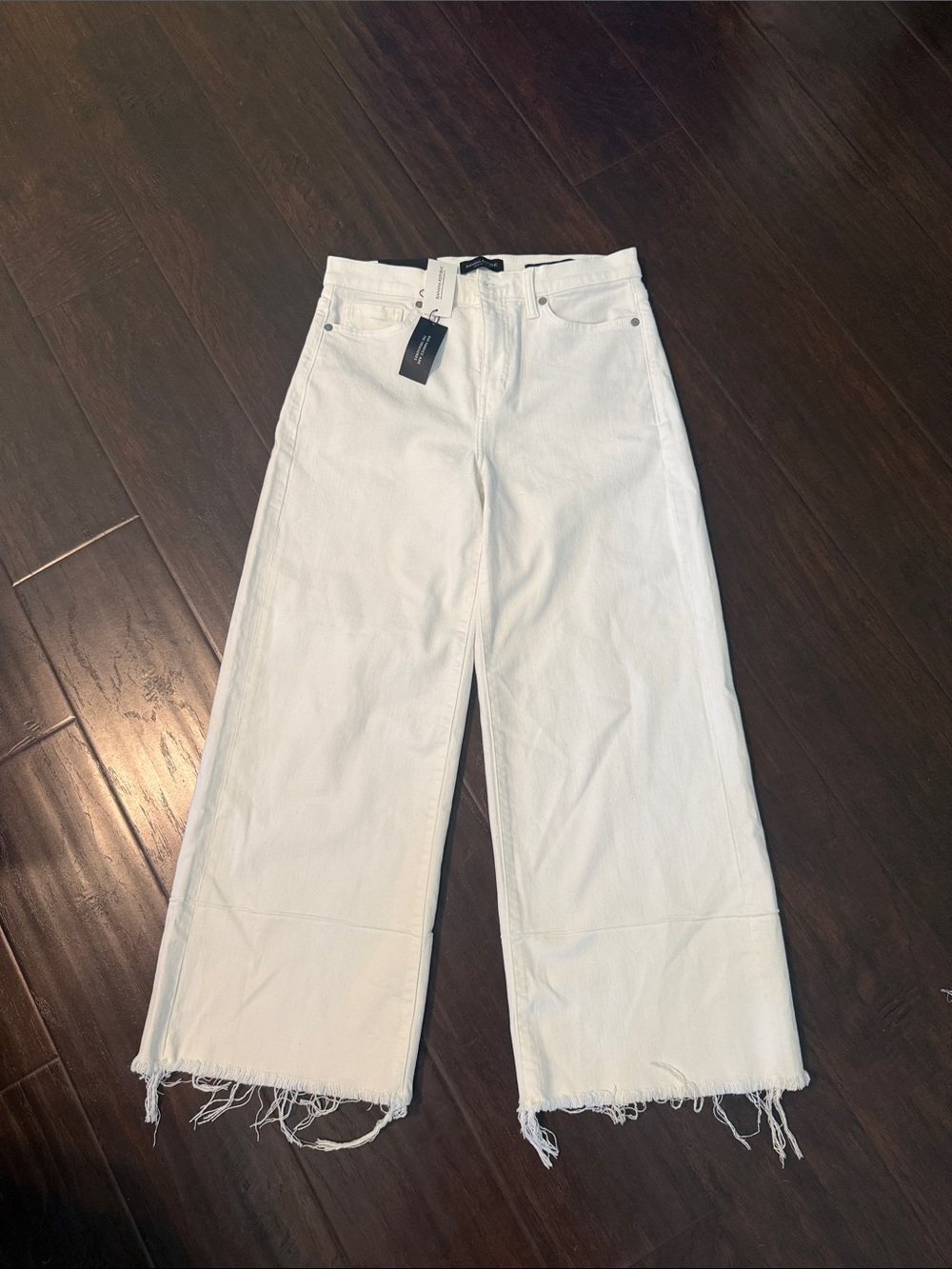Banana Republic White Wide-Leg Raw Hem Jeans